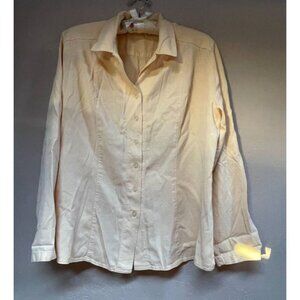 Tianello Shirt Women Medium Yellow Button Down Long Sleeve Top Blouse Casual USA